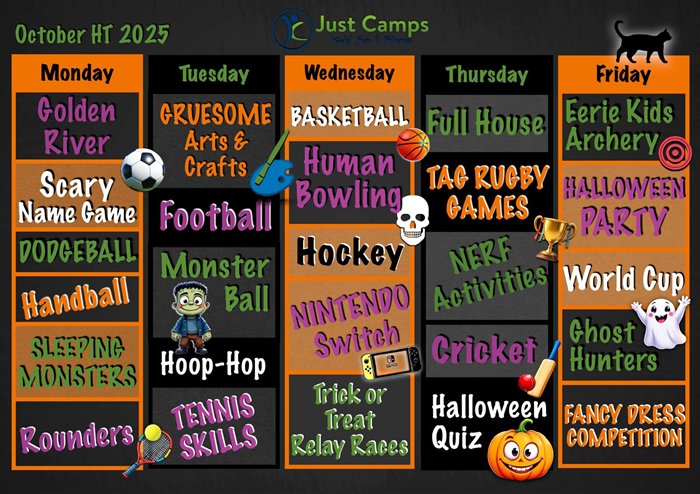 October half term camp schedule
