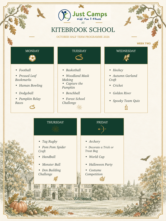 October Half Term Schedule Week 2